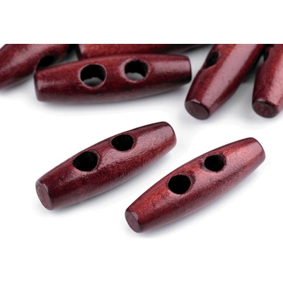Dřevěný knoflík oliva 12x40 mm Varianta: 5 červenohnědá lakované, Balení: 10 ks