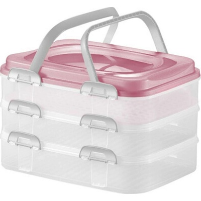 Kinekus Dóza box s úchytmi plastová Piknik 3-poschodová 28x38cm