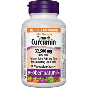 Webber Naturals Turmeric Curcumin Ultra Strength / Куркума и черен пипер, 32 500 mg, 30 капсули Webber Naturals (3547 WN)