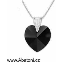 Swarovski Elements Stříbrný náhrdelník černé srdce 34138.5 Jet