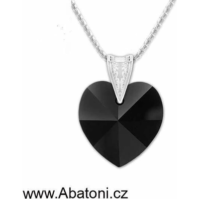 Swarovski Elements Stříbrný náhrdelník černé srdce 34138.5 Jet