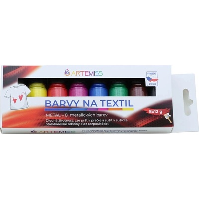 Artemiss Sada metalických barev na textil 8x12 g