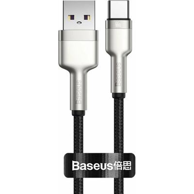 Baseus Кабел за данни USB към Type-C бързо зареждане, 66W, 6A, 1m - Baseus Cafule Series Metal (CAKF000101) - Черен