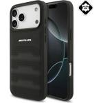 CG Mobile iPhone 18 Pro Max AMG SIGNATURE LEATHER DEBOSSED LINES - пластмасов калъф за телефон с гръб от естествена кожа, с перфорация, ЧЕРЕН (AMHCP18XGSEBK)
