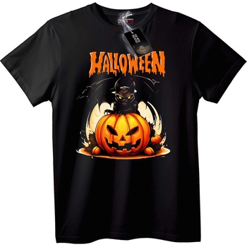 NOONEBRAND Тениска Halloween Тиква Прилеп - XS, Black