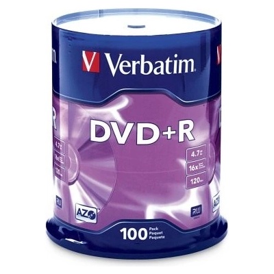 Verbatim DVD+R 4,7GB 16x, AZO, cakebox, 100ks (43551)