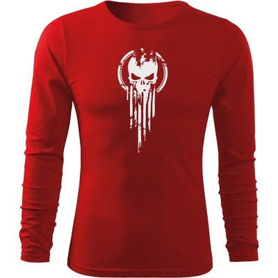 DRAGOWA FIT-T Тениска с дълъг ръкав Skull, червена, 160 г/м2 (5603)