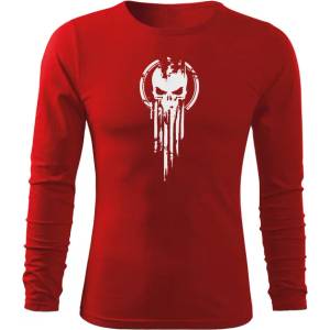 DRAGOWA FIT-T Тениска с дълъг ръкав Skull, червена, 160 г/м2 (5603)