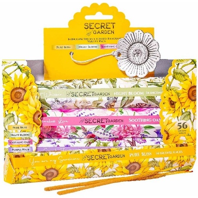 ARÔME Secret garden Dárkové balení vonných tyčinek mix vůní 4 x 14 ks + stojánek