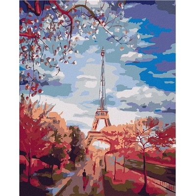 zuty Malování podle čísel Stromová alej k Eiffelovce 80 x 100 cm vypnuté plátno na rám