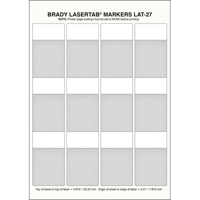 Brady LAT-27-361-1 / 029766, LaserTab Laser Printable Labels, 47.63 mm x 80.44 mm