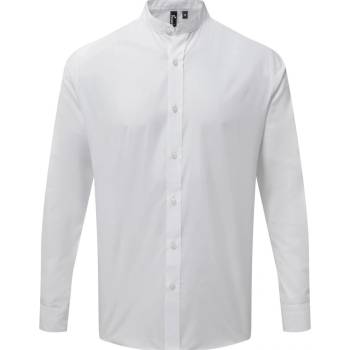 Premier Workwear pánská košile Grandad s dlouhým rukávem a pasovým límcem PW258 bílá