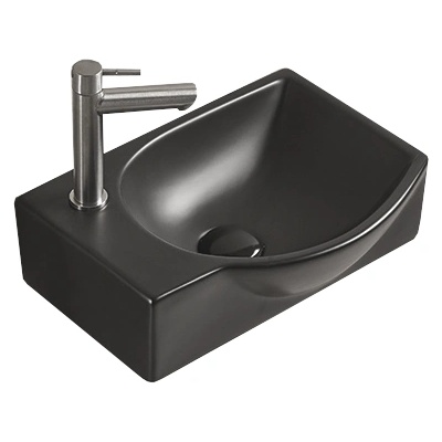 Mexen Mista дясна надплотова мивка 40 x 28 см, черен мат - 22174085R (22174085R)
