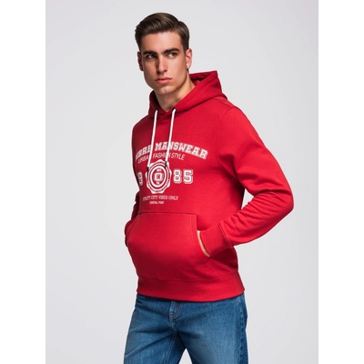 Ombre Men's college style printed kangaroo hoodie red