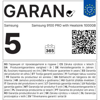 Samsung 9100 PRO with Heatsink 1TB, MZ-VAP1T0CW