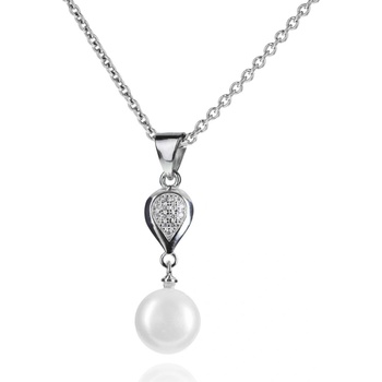 Meucci Štýlový strieborný prívesok s perlou a zirkonmi SP32P 15195
