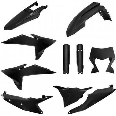 POLISPORT kompletní sada plastů (FULL KIT) KTM EXC/EXC-F/XC-W/XC-WF TBI 26 v sadě kryt světla (8681300003) a kryty tlumičů (8352500002) barva černá