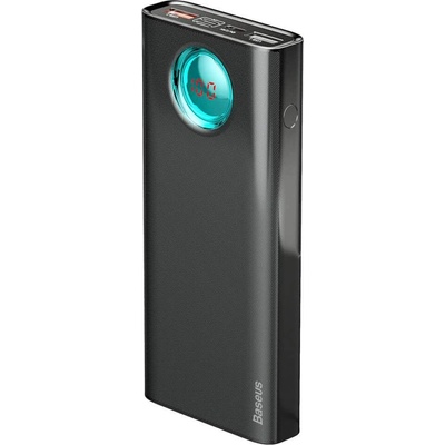 Baseus Ambilight Power Bank with Digital Display Quick Charge - външна батерия 20000 mAh с 2xUSB и USB-C изходи за зареждане на смартфони и таблети (черен)