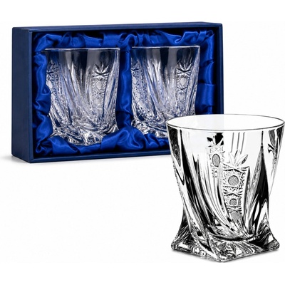 Bohemia Crystal broušené sklenice na whisky Quadro 2 x 340 ml