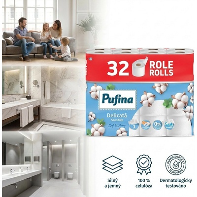 Pufina Sensitive Aquabond 3-vrstvý 32 ks