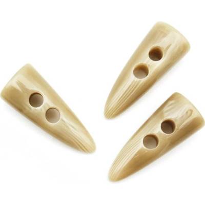 Dierkový gombík v tvare olivky - béžový melír - rozmer 4,3 cm x 1,8 cm