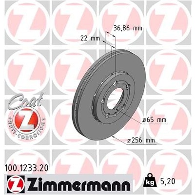 ZIMMERMANN Brzdový kotúč 100123320