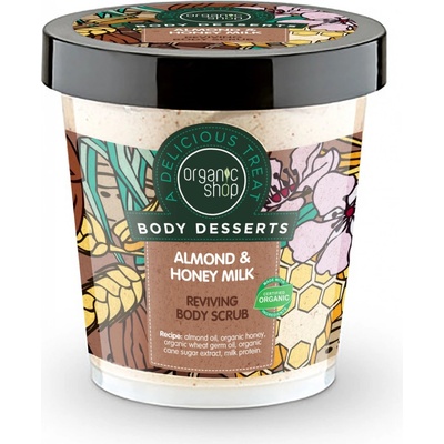 Organic Shop Body Desserts tělový peeling Mandle a Medové mléko 450 ml