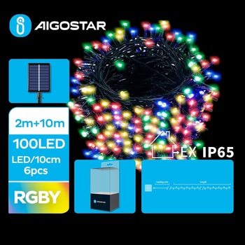 Aigostar - LED соларен коледен гирлянд 100 LED, 8 функции, 12м, IP65, цветен (AI0425)