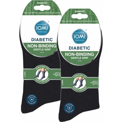 IOMI Diabetik Bambusové tenké ponožky 6 párov pánske Čierne