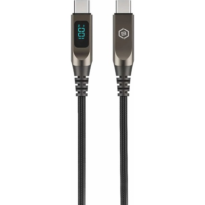 Blavec Кабел с въжена оплетка и дисплей за устройства с USB-C порт - Blavec Lumix Braided USB-C to USB-C Cable 100W PD (120 см) (CLU-CC5BG12)