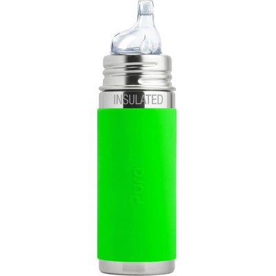 PURA kojenecká nerezová termo láhev zelená aqua 260 ml