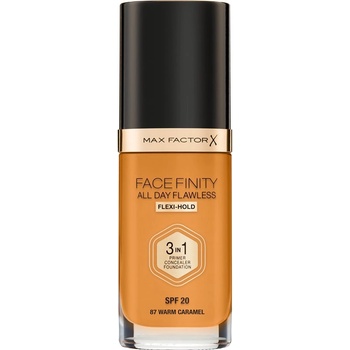 MAX Factor Facefinity All Day Flawless дълготраен фон дьо тен SPF 20 цвят 87 Warm Caramel 30ml