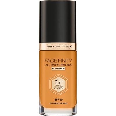 MAX Factor Facefinity All Day Flawless дълготраен фон дьо тен SPF 20 цвят 87 Warm Caramel 30ml