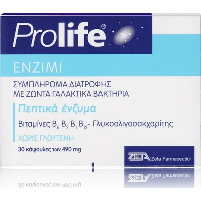 Zeta pharma Ензими с пробиотици 490 мг , Prolife , 30 табл