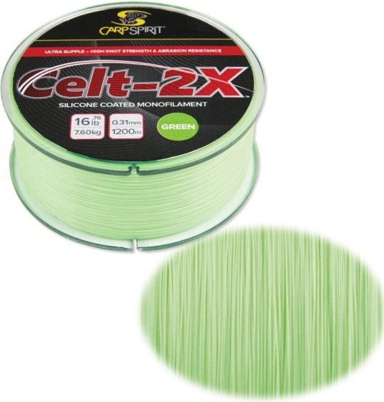 Nylon CarpSpirit Celt 2X – 1200 M, 31 Mm, Résistance 7,6 Kg, Vert Fluo, Pour Pêche Sportive