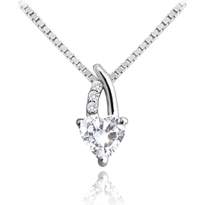 Minet Stříbrný love s bilým srdíčkovým zirkonem JMAS0191SN45