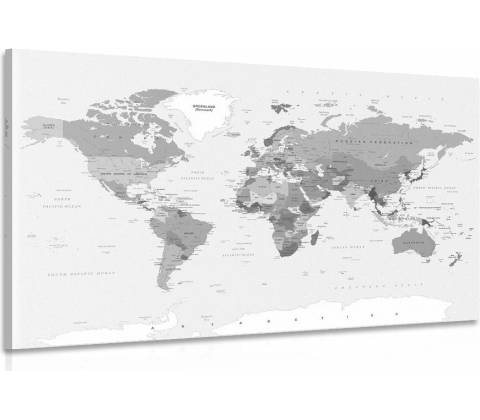 Obraz klasická čiernobiela mapa