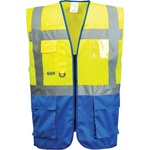 Portwest hi-vis warsaw executive c476 / Светлоотразителна жилетка - hv жълто/синя 5xl (c476yrb5xl)