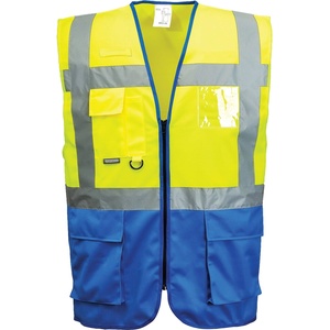 Portwest hi-vis warsaw executive c476 / Светлоотразителна жилетка - hv жълто/синя 5xl (c476yrb5xl)