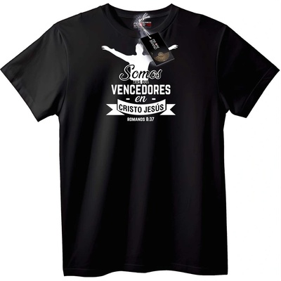 NOONEBRAND Тениска Ние сме Повече от Победители в Христос Исус - 4XL, Black
