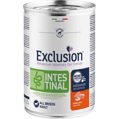 Exclusion 400г Intestinal Exclusion Diet, консервирана храна за кучета - свинско и ориз