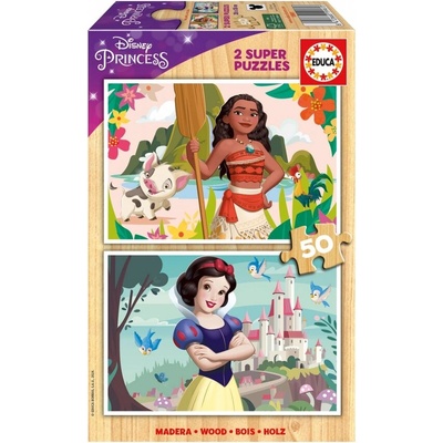 Educa Дървен пъзел, Educa, Disney Princess, Ваяна и Снежанка, 2 х 50 части (EDU19961)