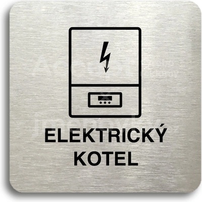 ACCEPT Piktogram elektrický kotel - stříbrná tabulka - černý tisk bez rámečku
