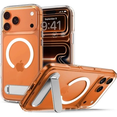Spigen Хибриден кейс с висока степен на защита с MagSafe и вградена поставка за iPhone 17 Pro - Spigen Ultra Hybrid S MagSafe Case (прозрачен) (ACS09946)