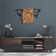 Asir | Nástěnná dekorace 118x70 cm mapa dřevo/kov | AS1719