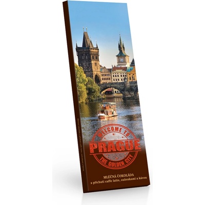 Selllot Praha mléčná čokoláda s příchutí caffe latte sušenkami a kávou 225 g