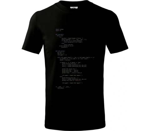 Python Generátor hodu kockou tričko detské Čierna