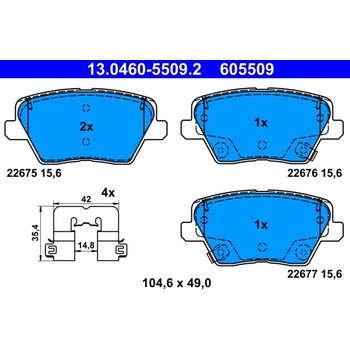 ATE Sada brzdových platničiek kotúčovej brzdy 13.0460-5509.2