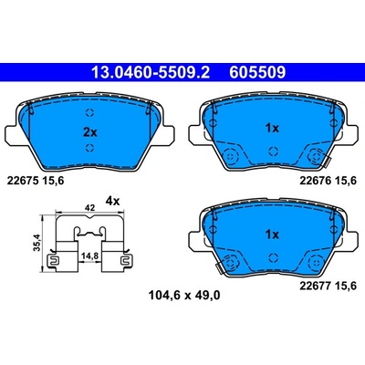 ATE Sada brzdových platničiek kotúčovej brzdy 13.0460-5509.2