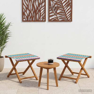 vidaXL Шезлонг 2 pcs Плътно евкалиптово дърво Многоцветен (42024895)